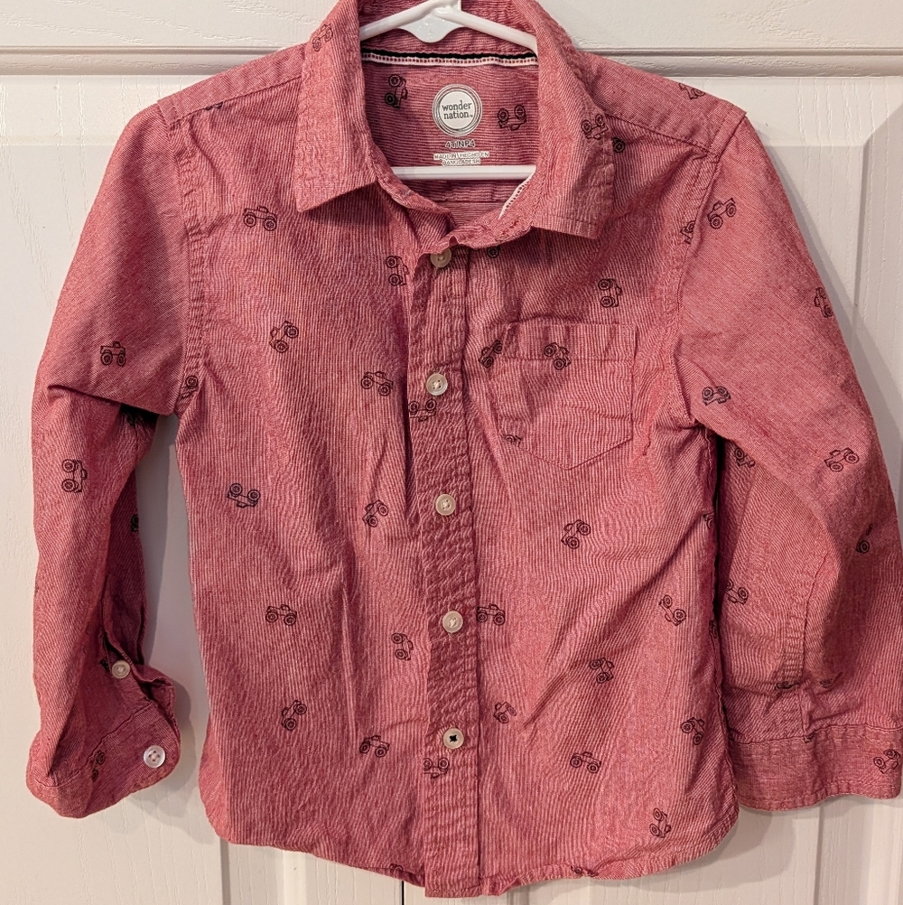 4T Boys Button-Down Shirt With trucks